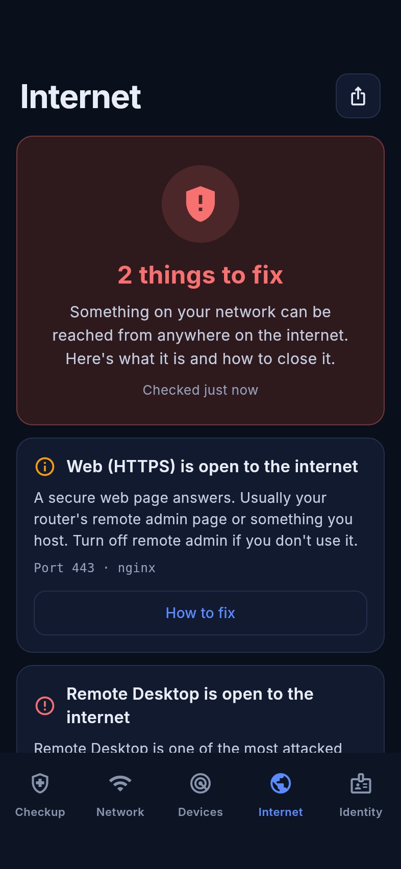 Internet check result